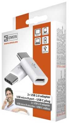 USB adapteris Emos SM7023 USB-C - MicroUSB Baltas (SM7023)