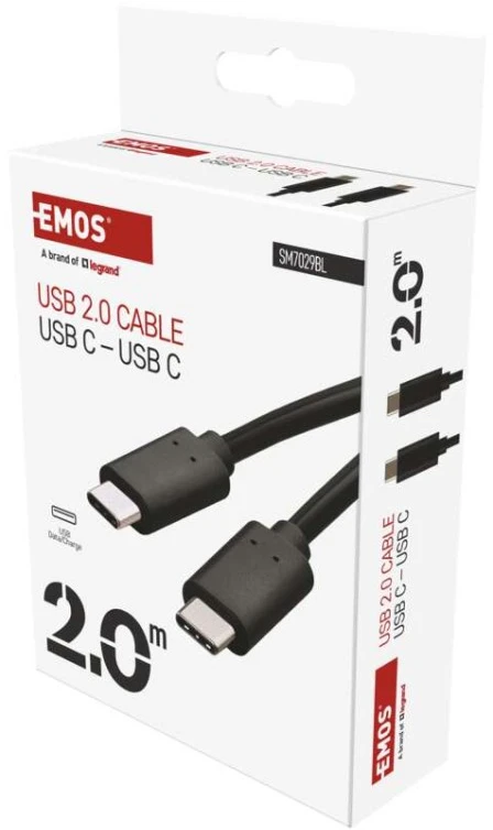 EMOS Charging and Data Cable 2.0 USB-C / USB-C, 2 m, juodas