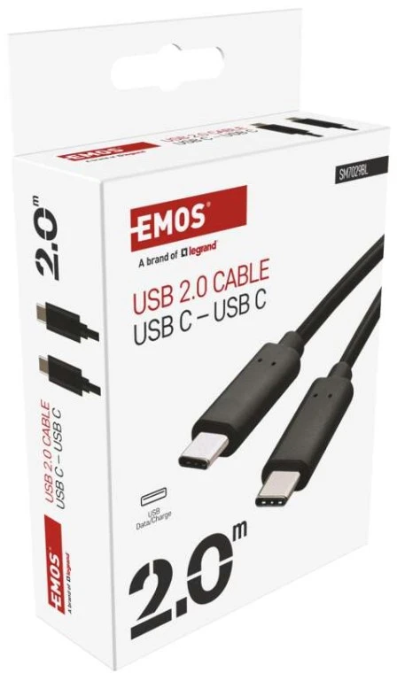 EMOS Charging and Data Cable 2.0 USB-C / USB-C, 2 m, juodas