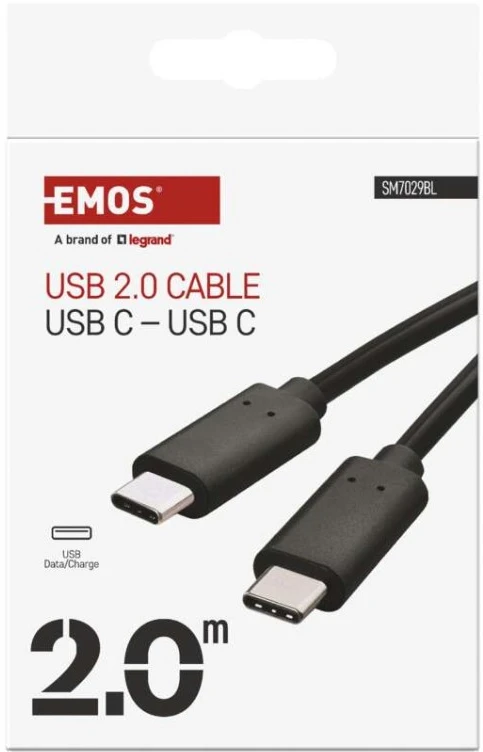 EMOS Charging and Data Cable 2.0 USB-C / USB-C, 2 m, juodas