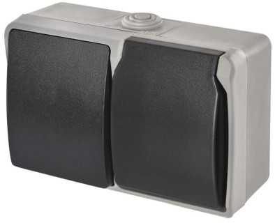 Emos Combination of switch No.6 wall-mounted IP44 French