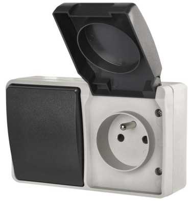 Emos Combination of switch No.6 wall-mounted IP44 French