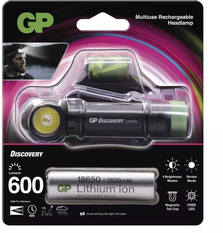 GP Battery GP Baterija GP - „Discovery“ priekinis žibintas su 600 lm ličio jonų akumuliatoriumi (455025)