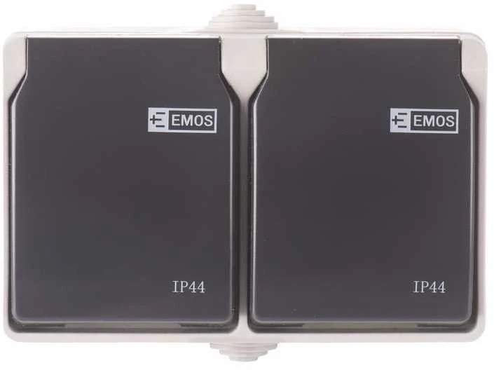 Emos Lizdas dvigubas Emos A1397.1 IP44 pilka-juoda
