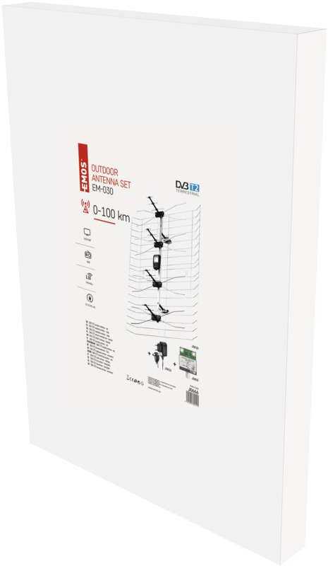 Lauko antena EMOS EM-030, 0–100 km, DVB-T2, DAB, LTE/4G filtras