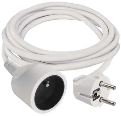Emos Prailginimo laidas 3 m / 1 lizdas / baltas / PVC / 1,5 mm2