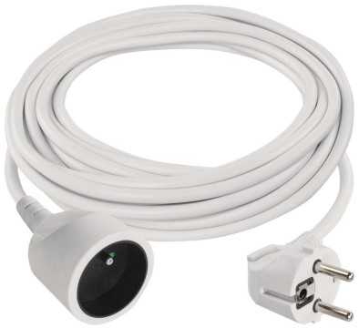 Emos Prailginimo laidas 5 m / 1 lizdas / baltas / PVC / 1,5 mm2