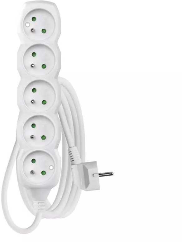 EMOS Extension cable 5 sockets 3m, baltas, PVC, 1,5mm2