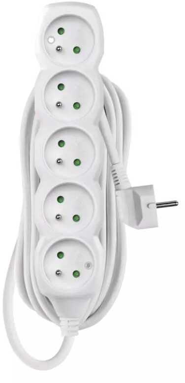 EMOS Extension cable 5 sockets 5m, baltas, PVC, 1,5mm2