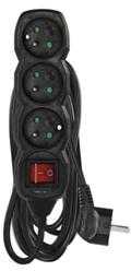 Emos Prailginimo laidas 5 m / 3 lizdai / su jungikliu / juodas / PVC / 1 mm²