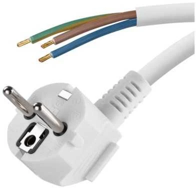 Emos Maitinimo kabelis 3x1.5mm², 2m baltas su kištuku