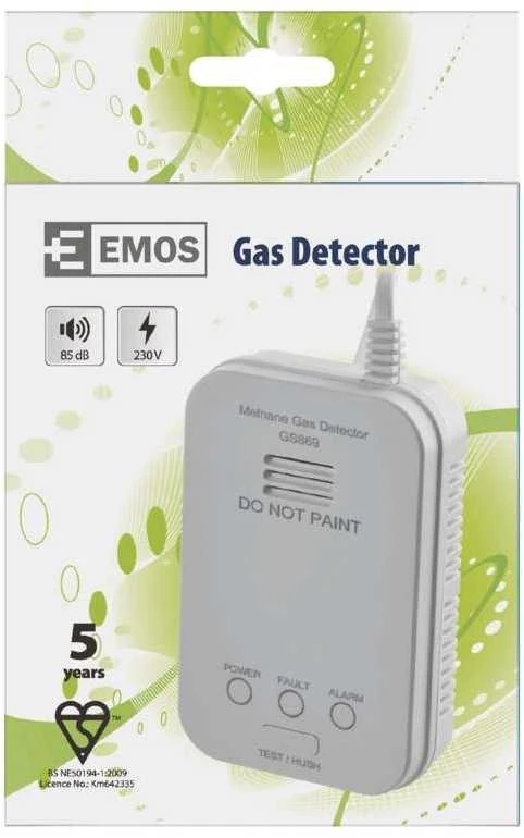Emos dujų jutiklis, maitinimo blokas jungiama į tinklą kištukas 230V GS869 balta (P56450)