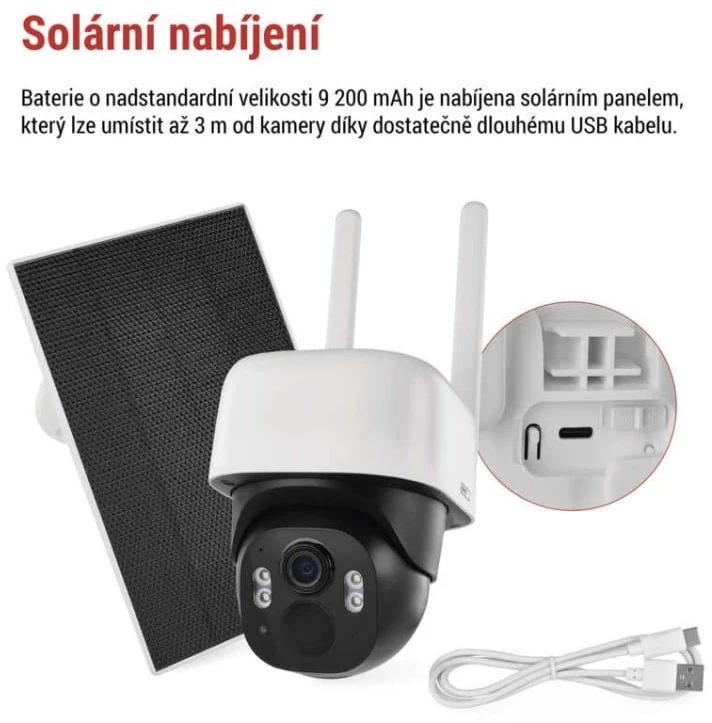 Emos lauko kamera IP-1200 WASP H4067, 5MPx, 9 200 mAh, IP44, 135°, naktinis matymas, dvipusis ryšys
