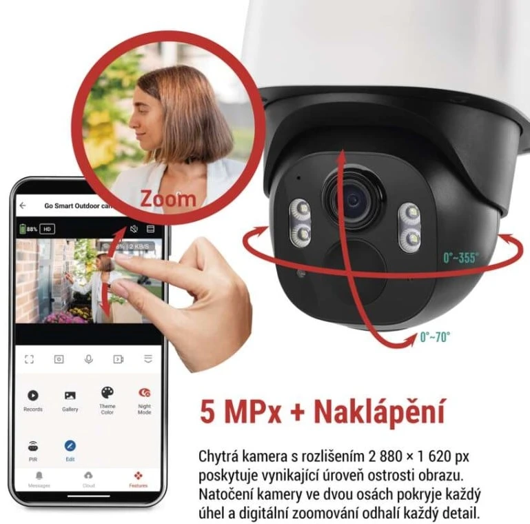 Emos lauko kamera IP-1200 WASP H4067, 5MPx, 9 200 mAh, IP44, 135°, naktinis matymas, dvipusis ryšys