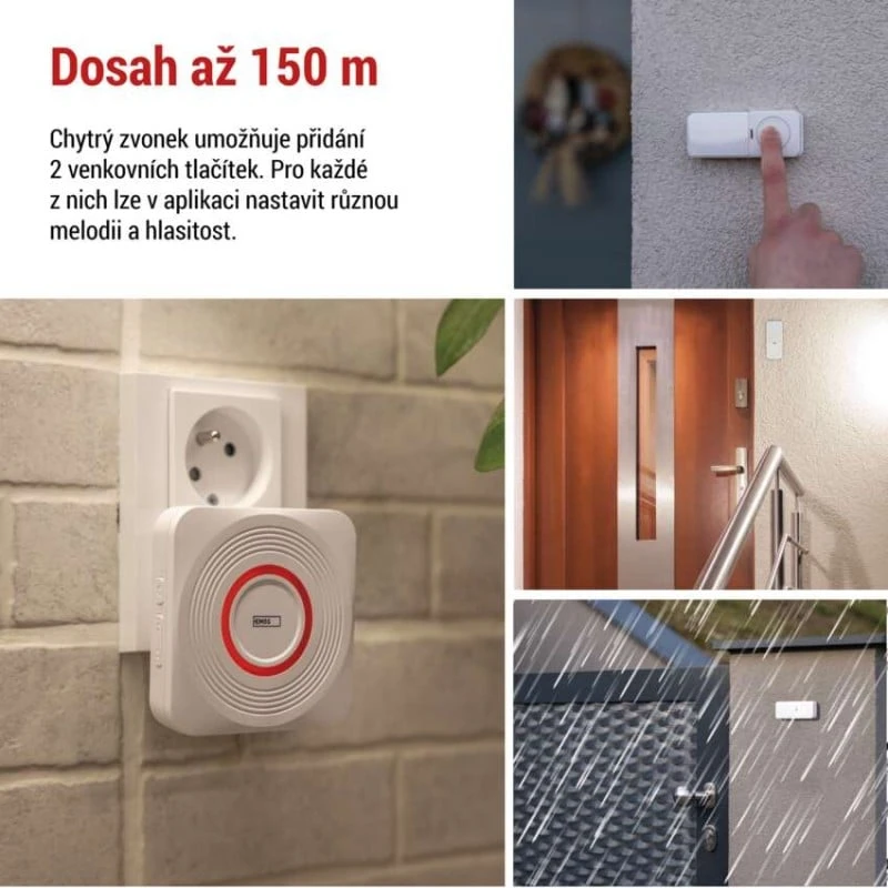EMOS GoSmart P5735WS belaidis durų skambutis sieniniams lizdams su „Wi-Fi“