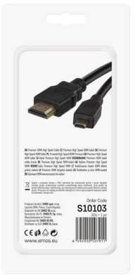 Emos HDMI 2.0 didelės spartos kabelis, A tipo - D tipo, 1,5 m