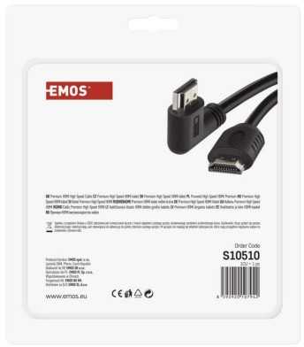 Emos HDMI 2.0 high speed cable A fork - A fork 90° 5 m