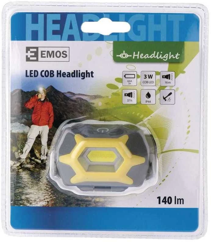 Ant galvos tvirtinamas LED žibintuvėlis P3532 EMOS 3W/3xAAA geltonas