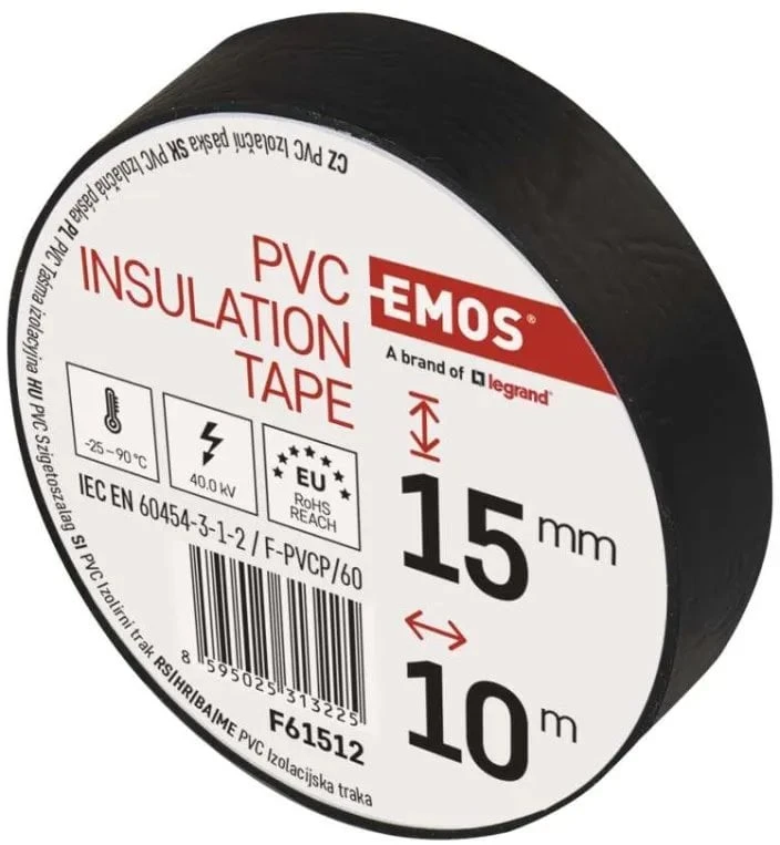 Premiumcord Emos PVC insulation tape 15mm / 10m juodas