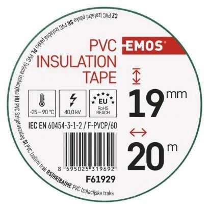 Izoliacinė juosta PVC 19mmx013mmx20m žalia F61929, EMOS