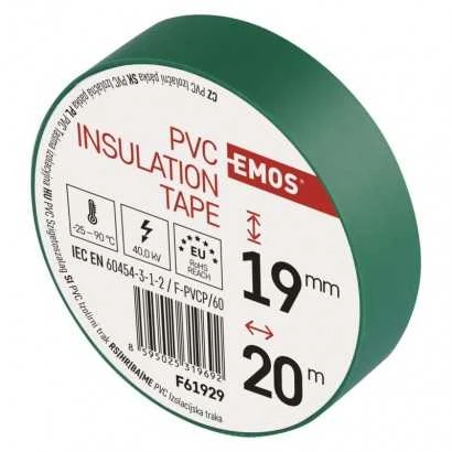 Izoliacinė juosta PVC 19mmx013mmx20m žalia F61929, EMOS