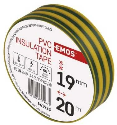 Izoliacinė juosta PVC 19mmx013mmx20m geltona-žalia F61925, EMOS