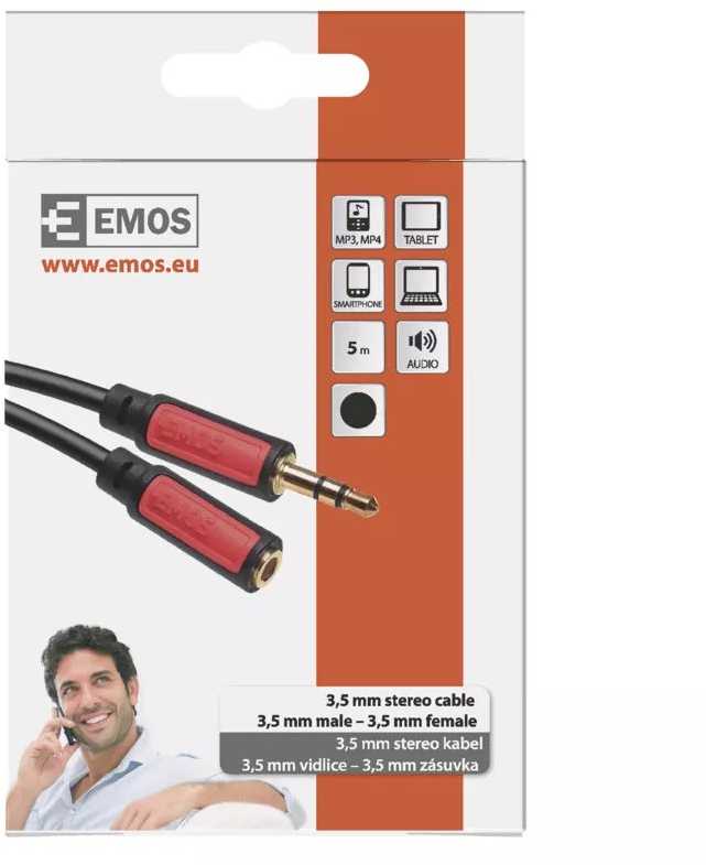 Emos JACK cable 3.5mm stereo, fork - 3.5mm socket 5m