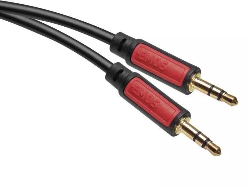 Emos 3.5mm stereo laidas su raudonomis jungtimis
