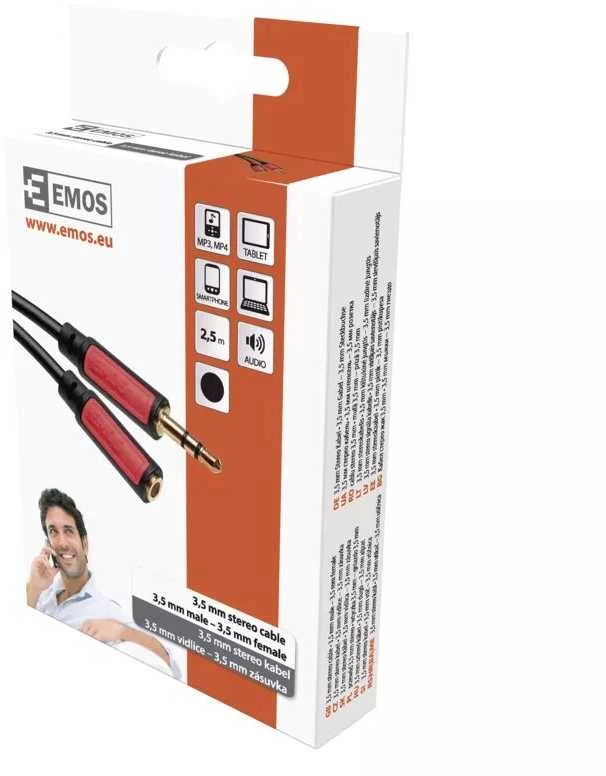 Emos JACK cable 3,5mm stereo, fork - 3,5mm socket 2,5m