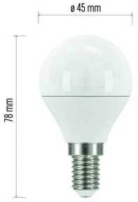 LED lemputė EMOS Lighting E14, 220-240V, 5W, 470lm, 2700k, šiltai balta, 30000h, Mini Globe 45x78mm