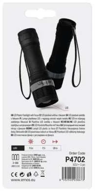 Žibintuvėlis Emos Žibintuvėlis LED 3W, juoda, zasięg 125m, zoom, 3xAAA - P4702 Emos