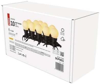 Led girlianda iš 10 vnt didelių burbulų, šiltai balta, matinės, 5W, IP44, EMOS