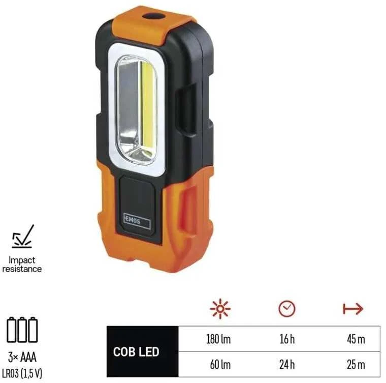 Žibintuvėlis Emos Žibintuvėlis LED COB 3W 3AAA - P3888 Emos