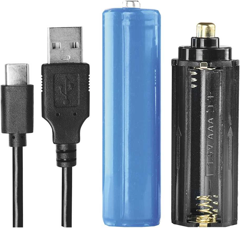 Emos Žibintuvėlis LED įkraunamas USB-C 600lm 3 režimai 100/50/25% hermetiškas P3116 aliuminis juodas, gali veikti su baterijomis 3x R03 AAA