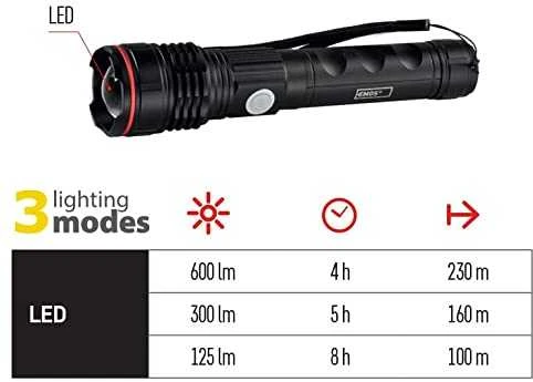 Emos Žibintuvėlis LED įkraunamas USB-C 600lm 3 režimai 100/50/25% hermetiškas P3116 aliuminis juodas, gali veikti su baterijomis 3x R03 AAA