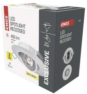 Emos LED spotlight SIMMI baltas, circle 5W warm baltas