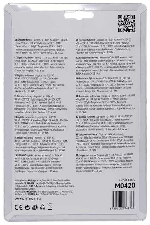 „Emos“ skaitmeninis multimetras EM420B 2–600 V (M0420)