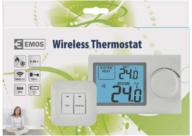 „Emos“ termostatas „belaidis P5614“ imtuvas 230 V, skirtas „Balta“ šildymo/vėsinimo sistemai