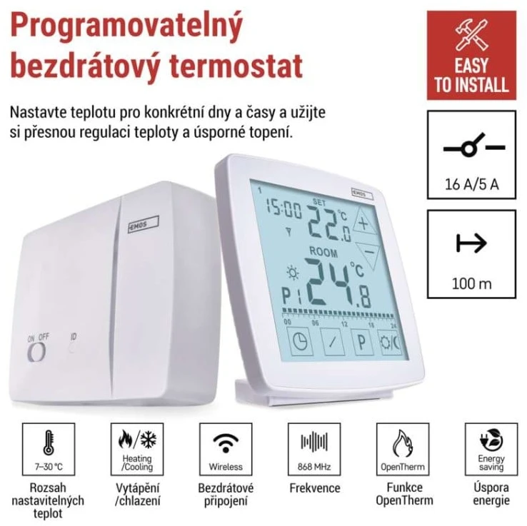 EMOS P56A11 Programmable Wireless OpenTherm Room Thermostat