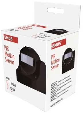 Judesių jutiklis Emos 1200W/180gr/12m/IP44 juodas
