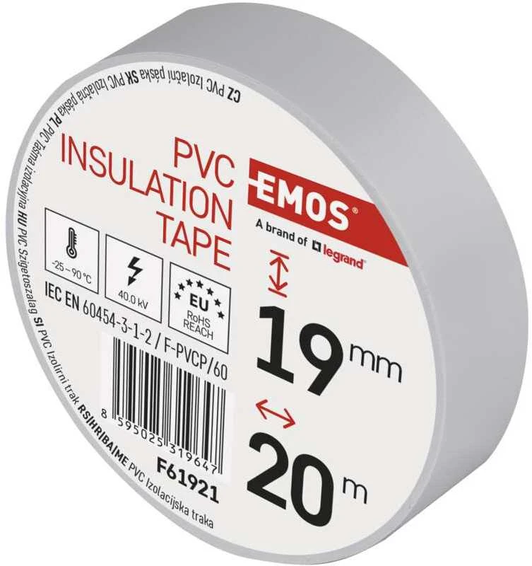 Izoliacinė juosta PVC 19mmx013mmx20m balta F61921, EMOS