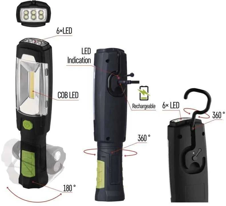 LTC Įkraunamas LED žibintuvėlis 3W 280Lm Li-Ion 3,7V 2,5Ah /Maitinimo adapteris + Automobilinis įkroviklis/ P4518 Emos 0001-00012-04514