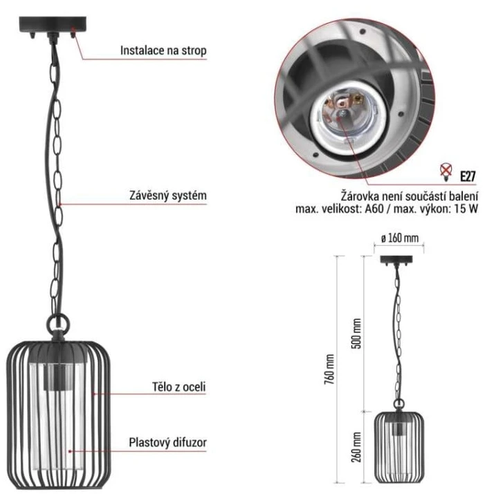 EMOS SALVIA 1554001000 Garden Pendant Light