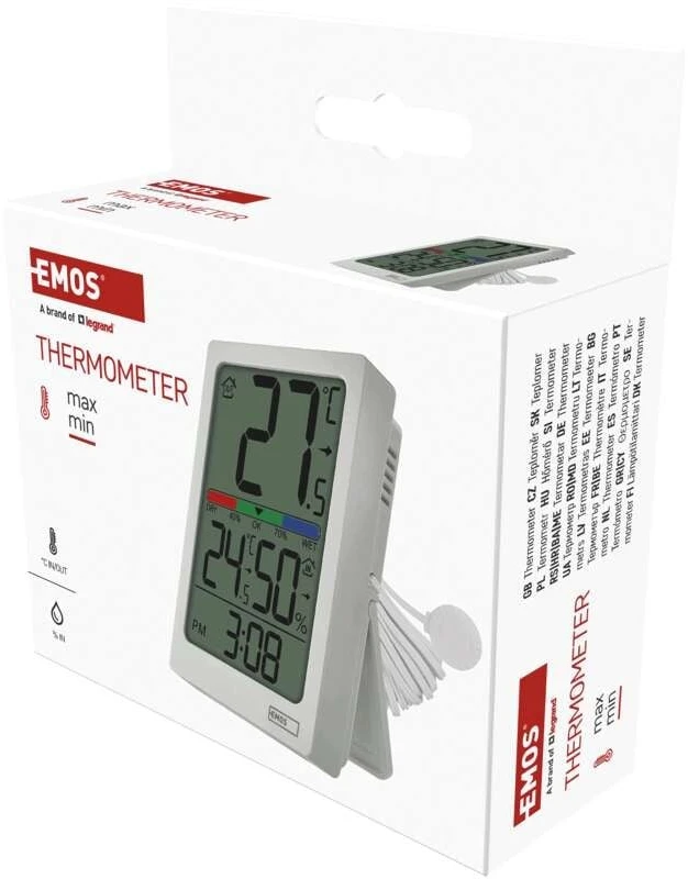 EMOS Skaitmeninis termometras with Hygrometer, Wired Sensor, Alarm Clock E0558P