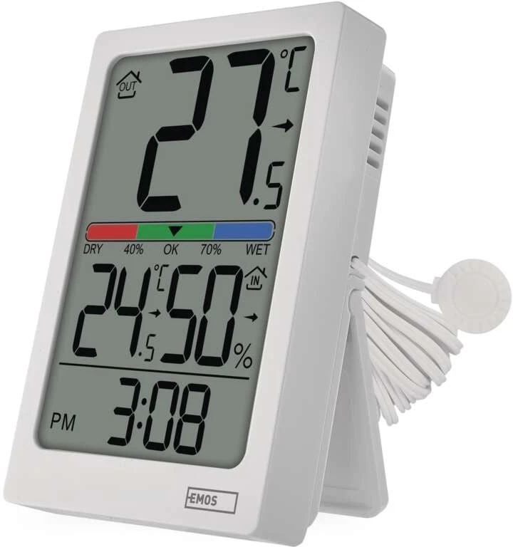 EMOS Skaitmeninis termometras with Hygrometer, Wired Sensor, Alarm Clock E0558P
