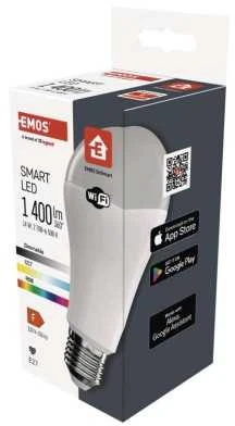 „Emos GoSmart“ LED lemputė A65 / E27 / 14 W (94 W) / 1400 lm / RGB / Reguliuojama šviesa / „Wi-Fi“ / ZQW516R