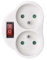 „Emos Plug-in“ skirstytuvas, 2 lizdų su/u balta (P0062)
