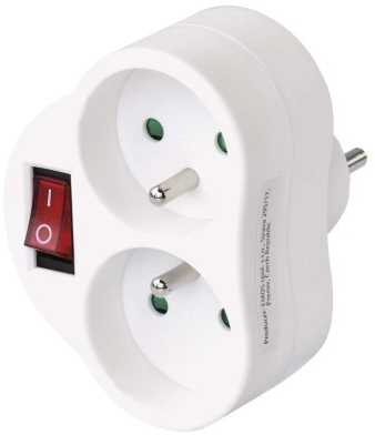 „Emos Plug-in“ skirstytuvas, 2 lizdų su/u balta (P0062)
