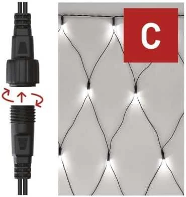 LED girlianda/tinklas, 30Vdc, 2x1.5m, 160 X LED, šaltai balta, sujungiama, be maitinimo šaltinio, EMOS