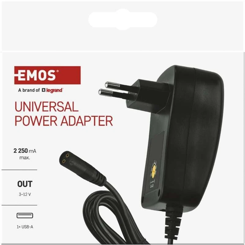 EMOS universali 2250 mA USB perjungiama maitinimo sistema su prailgintuvu